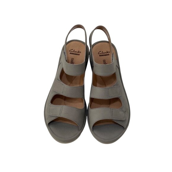 Clarks Reedly Juno Tan Sage Leather Wedge Sandals Womens 9.5M Adjustable Straps - Picture 7 of 15